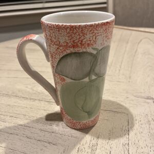Gabbay Hand-Painted Sponge Style Fruit Design Ceramic Mug 6.25" Tall